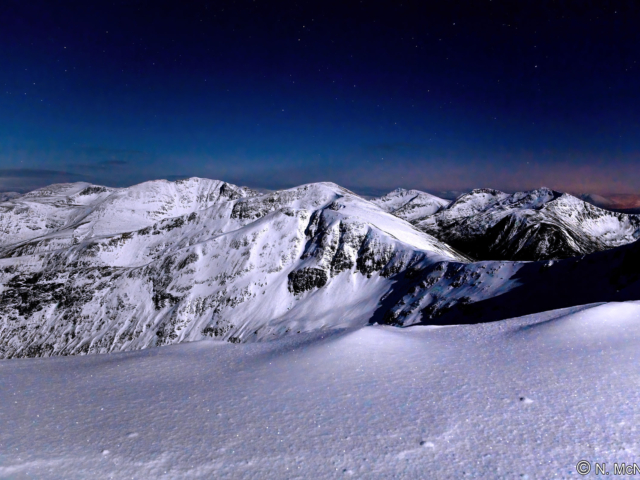 Moonlit mountains - South Clunie Ridge.