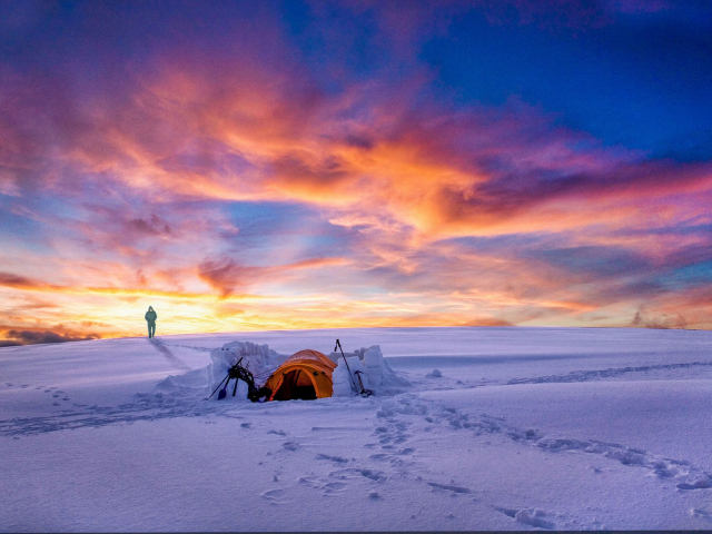 Sunset Campsite in snow.