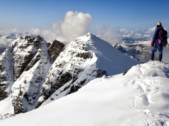 A mountain summit springtime prospect, NW Highlands of Scotland.